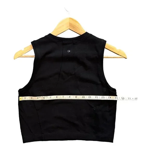 LULULEMON HIGH NECK CROP TANK TOP WOMENS SIZE 8 BLACK YOGA RUNNING PILATES. - Picture 3 of 6